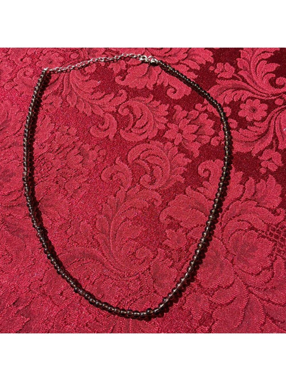 Vintage 925 Sterling Silver Italy FAS Smoky Quartz Beaded Strand Necklace 20"
